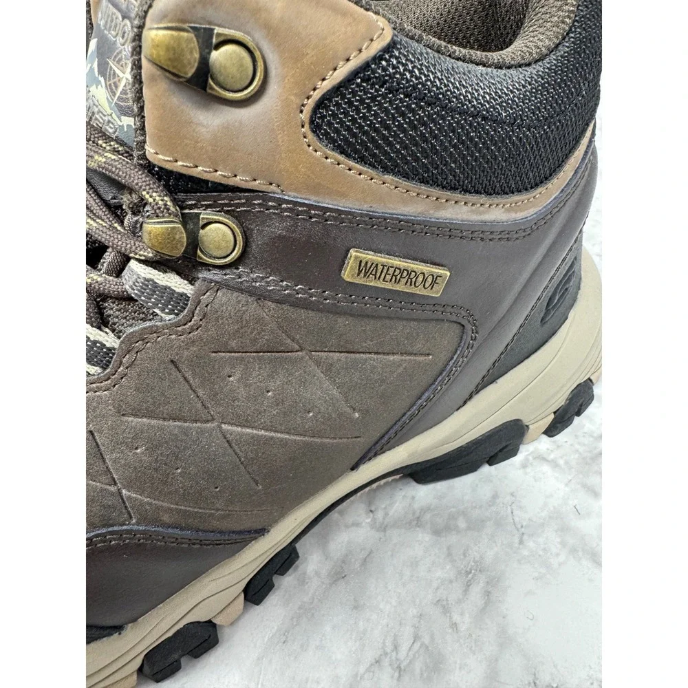 Skechers Outdoor Waterproof Hiking Boots Mens 10 Brown Leather SN 66283 CHOC